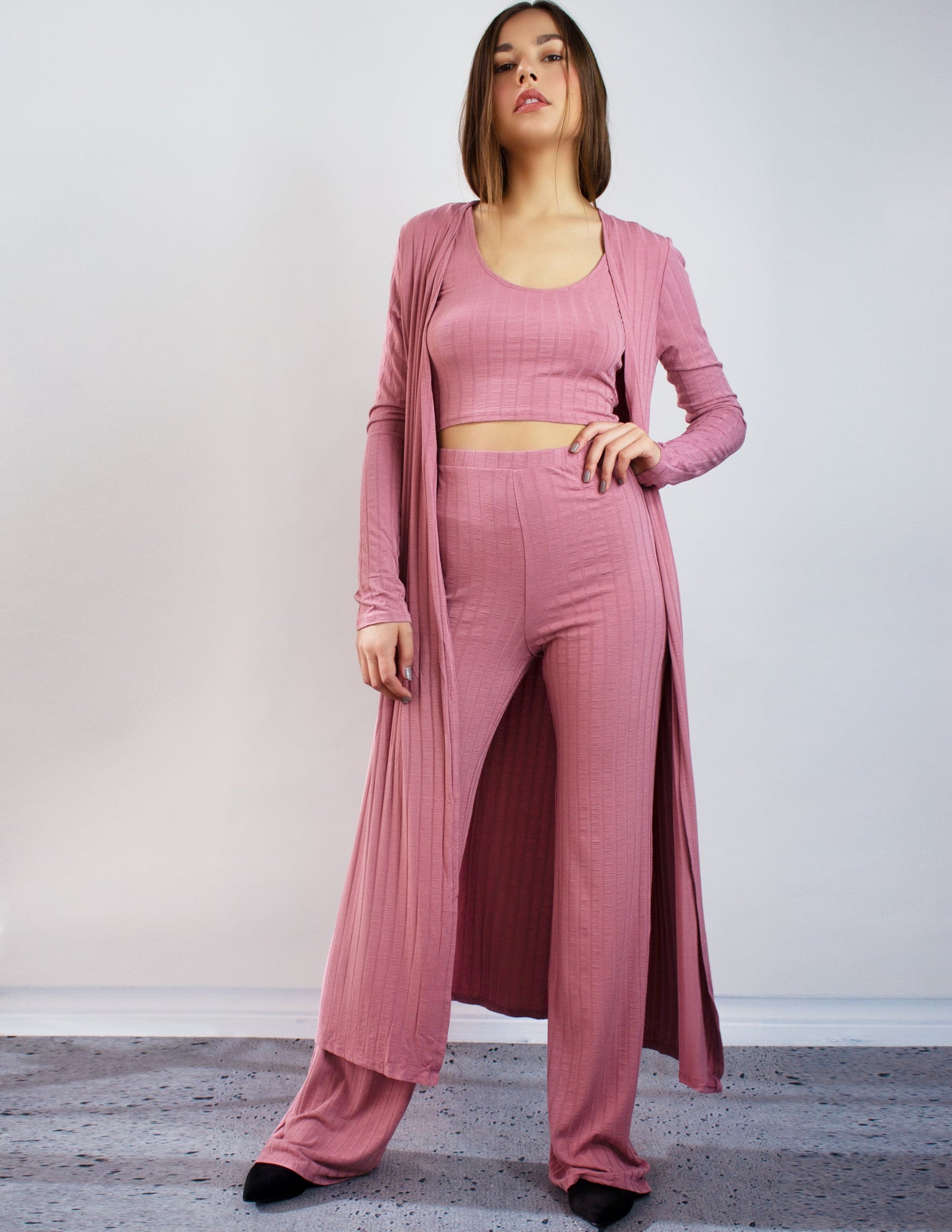 3 set top bottom jacket women pink vegan