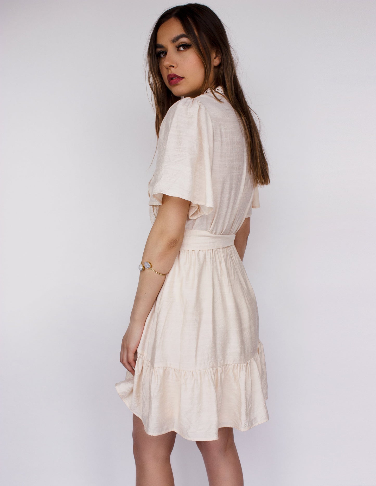 vegan pink nude dress