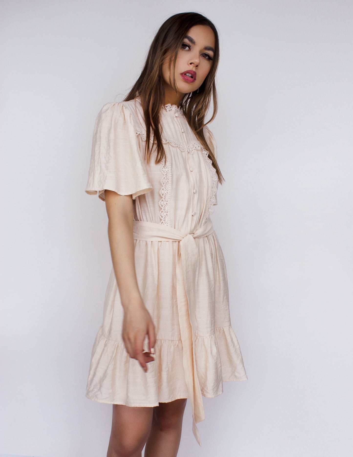 vegan pink nude dress