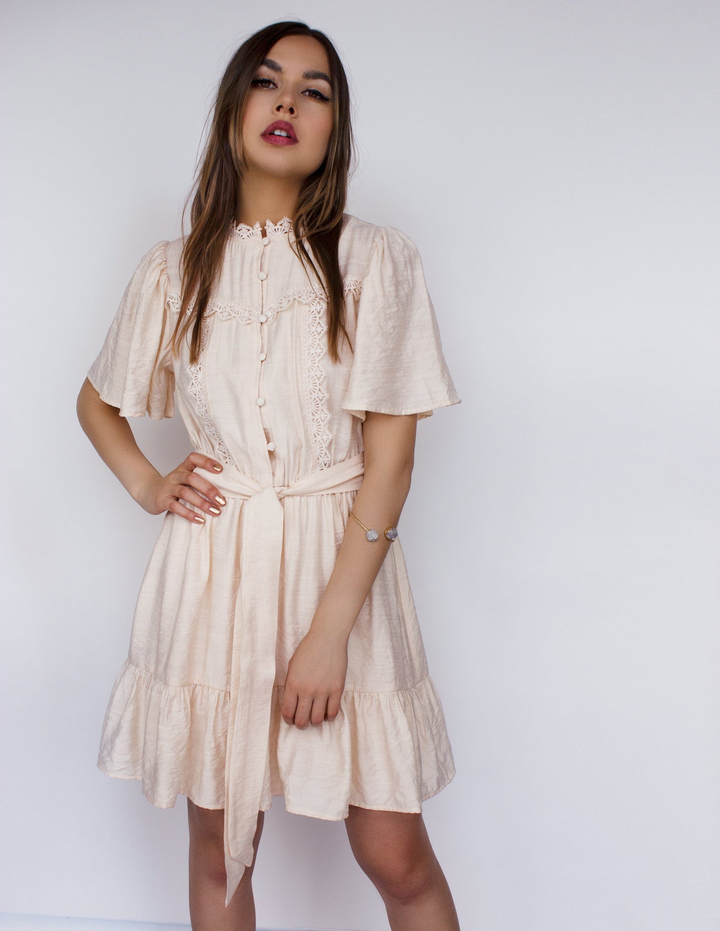 vegan pink nude dress