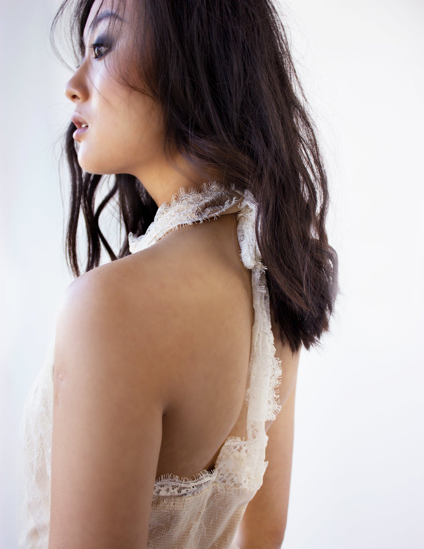 nude vegan silk dress