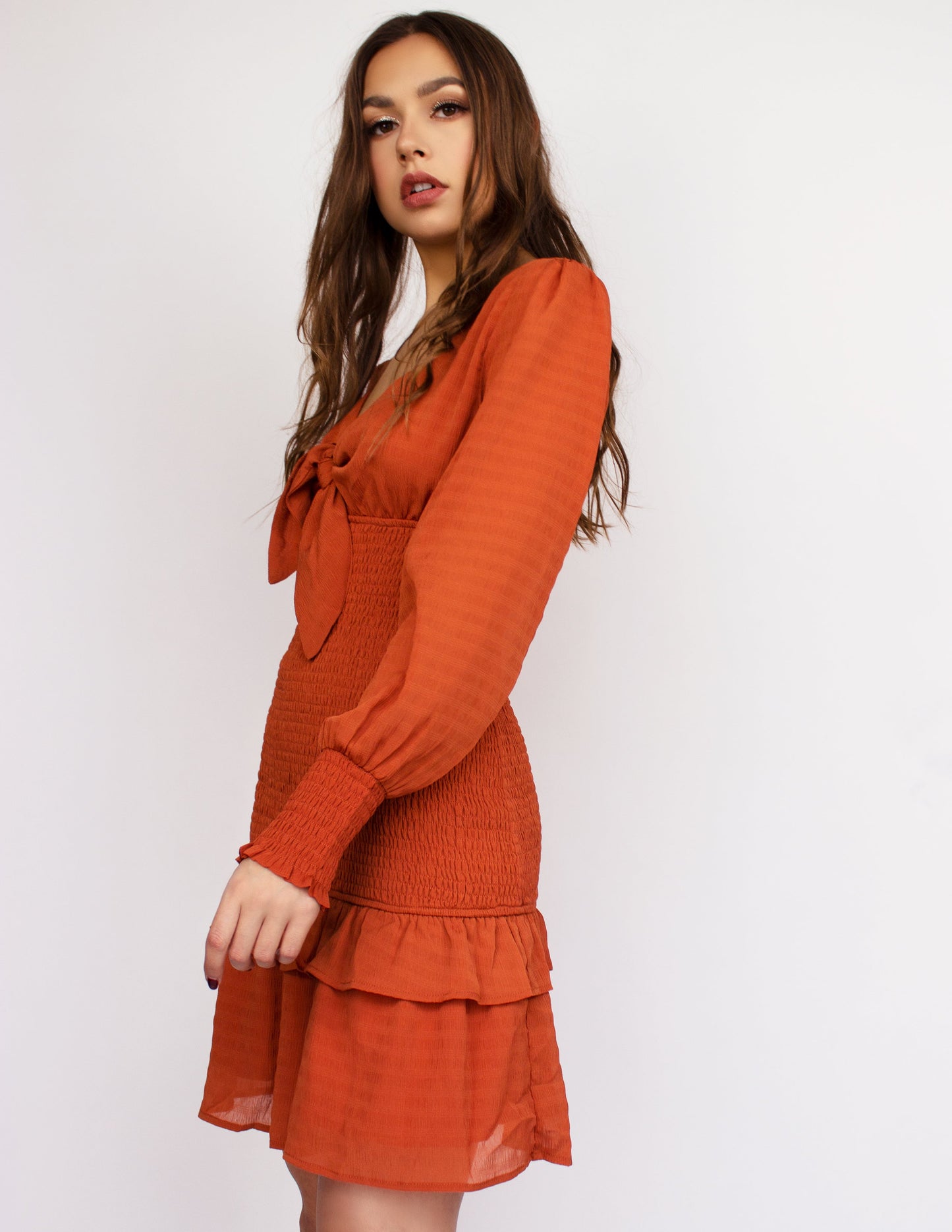 red vegan silk dress
