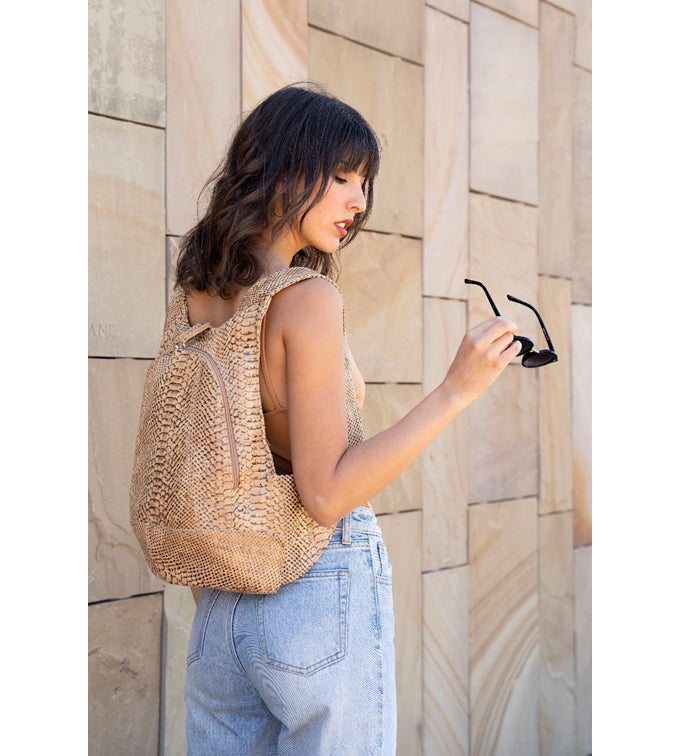 snake skin cork Arsayo backpack