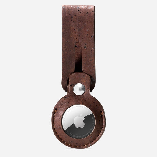 keychains airtag apple cork brown