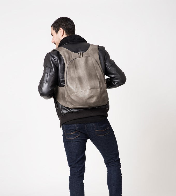 grey Backpack vegan secure closure