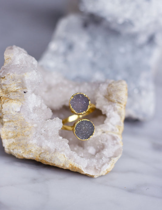 druzy ring gold 