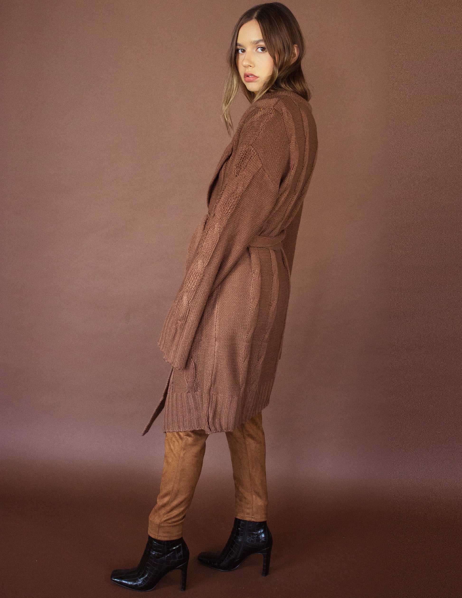 vegan brown cardigan jacket