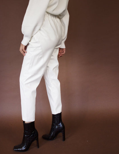 vegan white leather pants