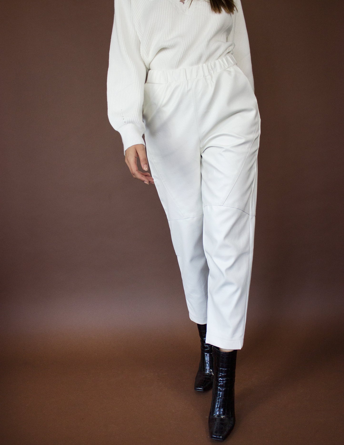 vegan white leather pants