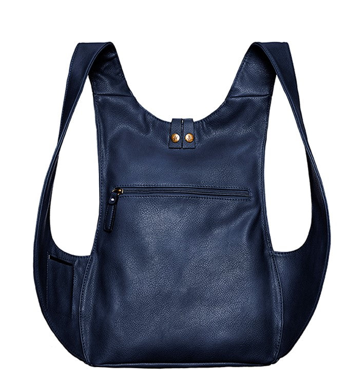 Blue Backpack vegan secure closure