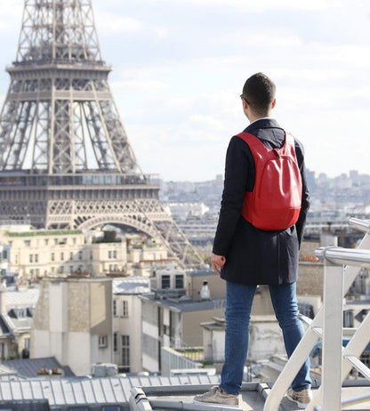 red Backpack vegan secure closure