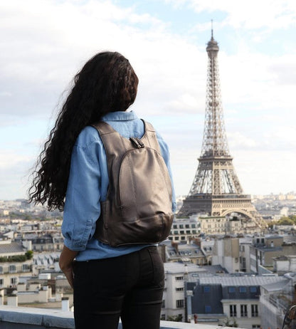 Arsayo bronze Backpack secure closure eiffel tower