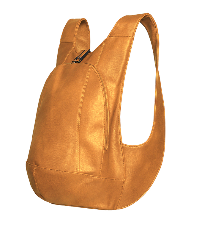 yellow mustard Backpack vegan secure closure