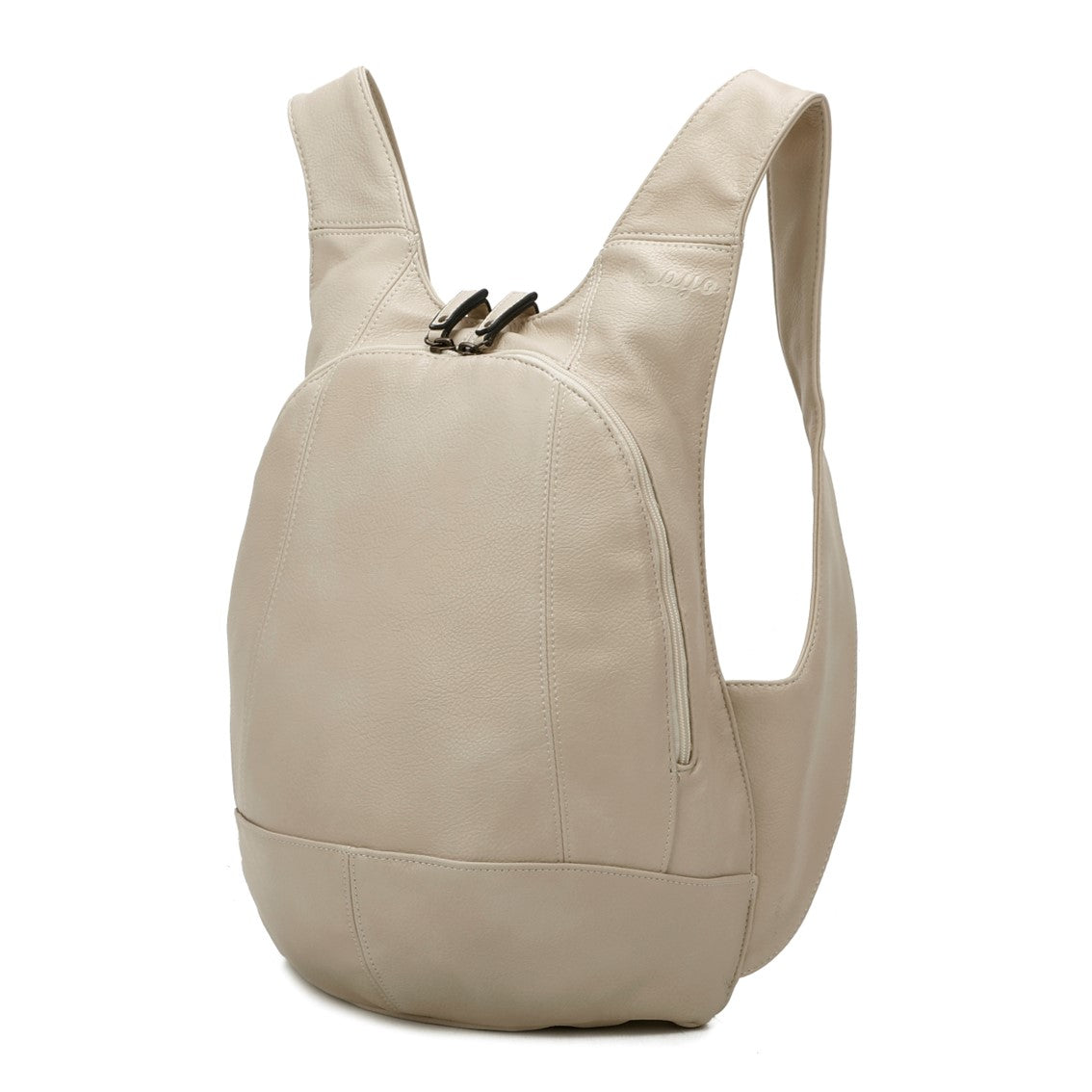 beige Backpack vegan secure closure synthetic