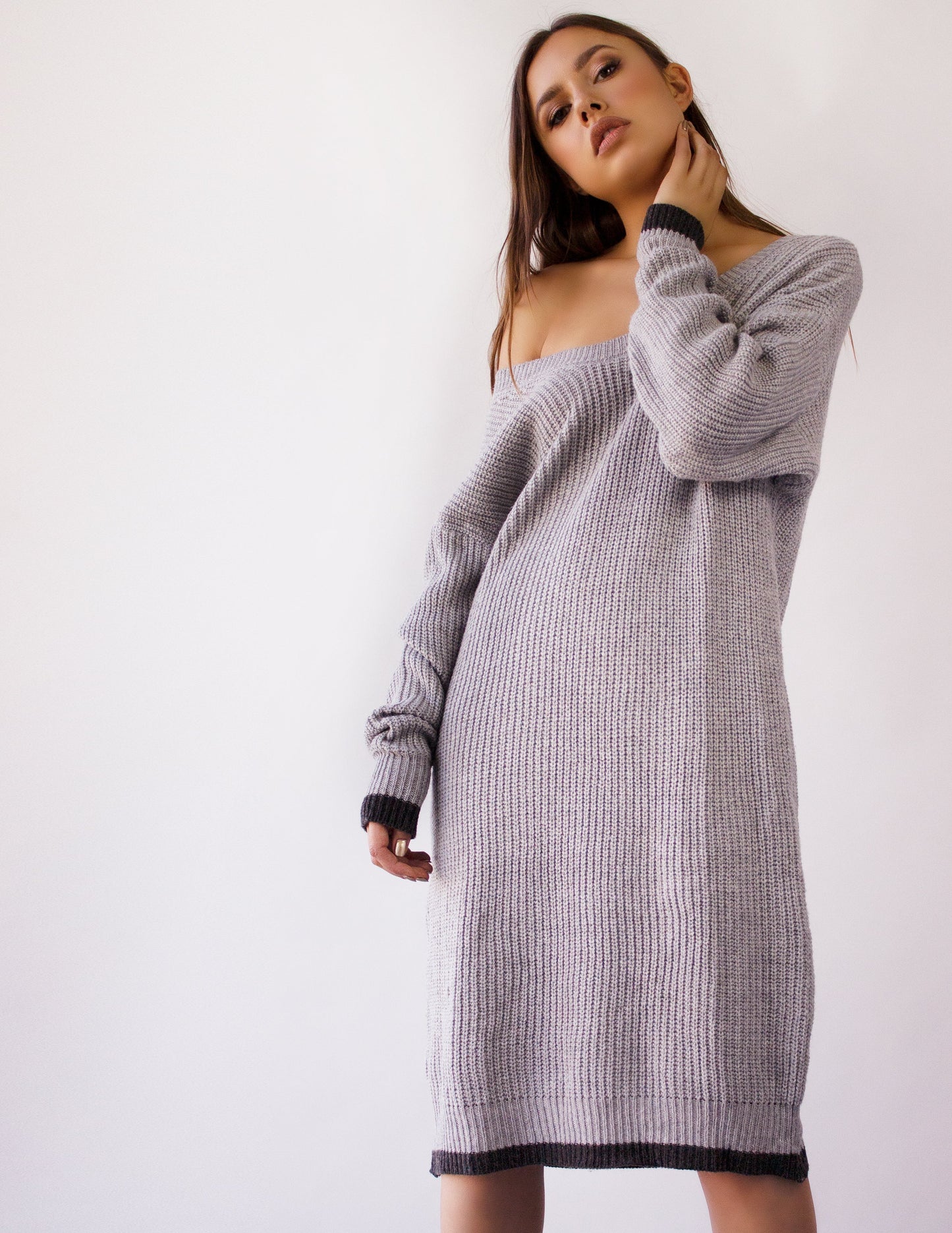 sweater dress vegan grey