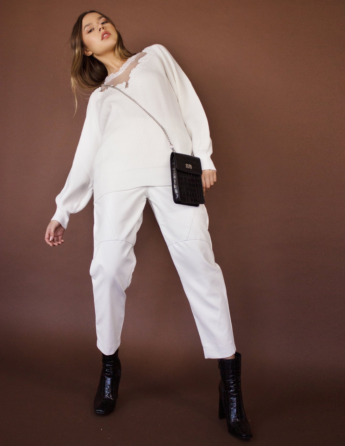 vegan white leather pant