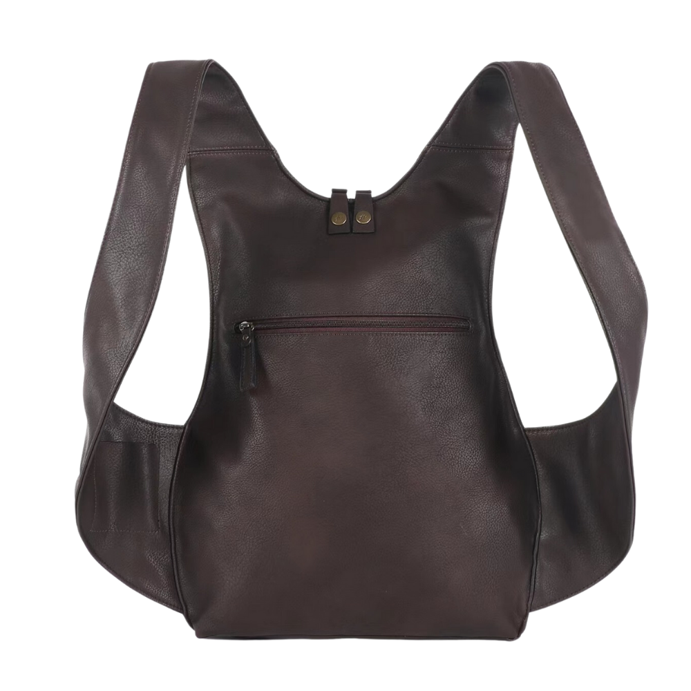 dark brown Backpack vegan secure closure