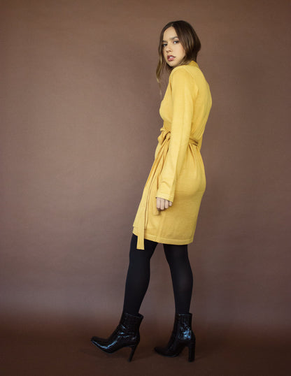 yellow mustard vegan dress