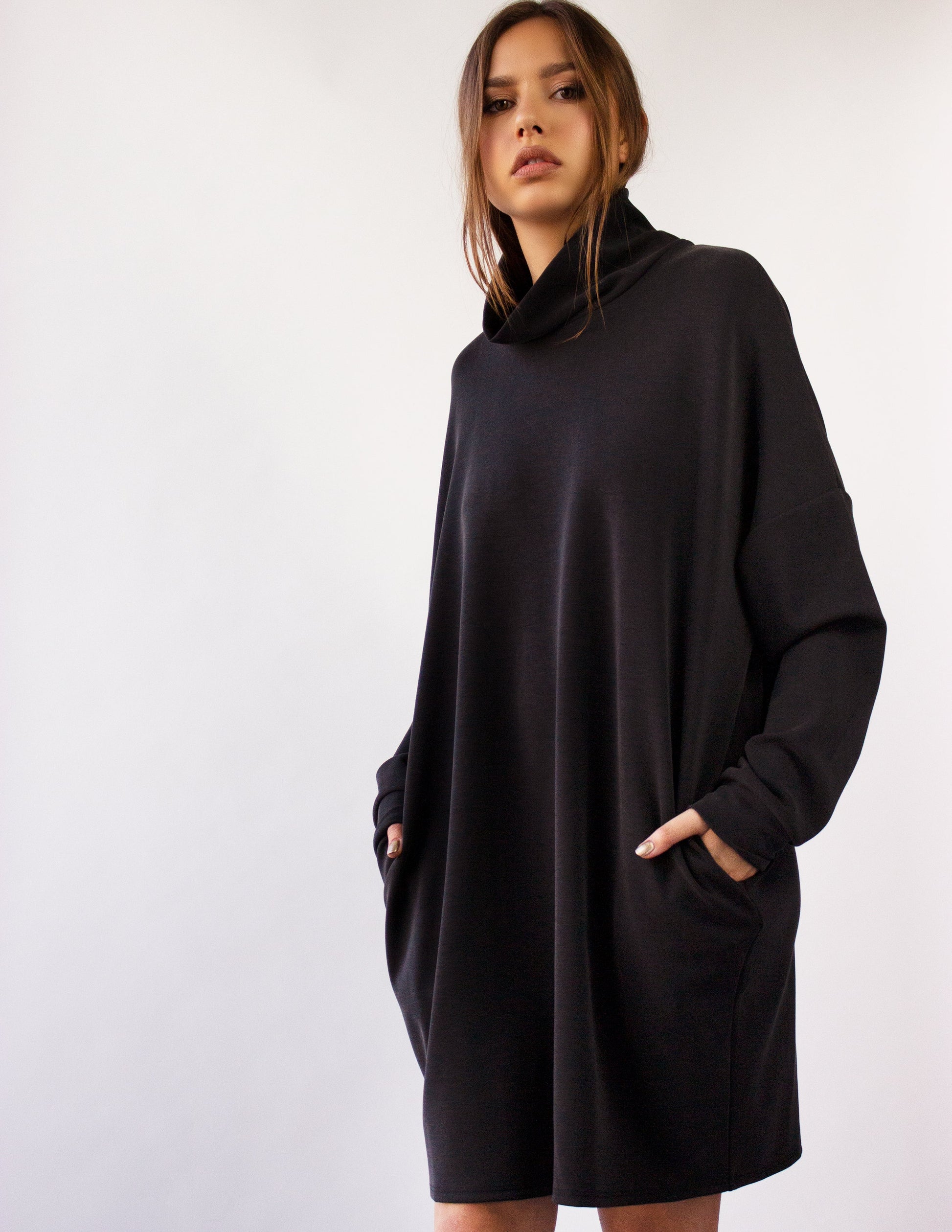 black dress sweater women vegan