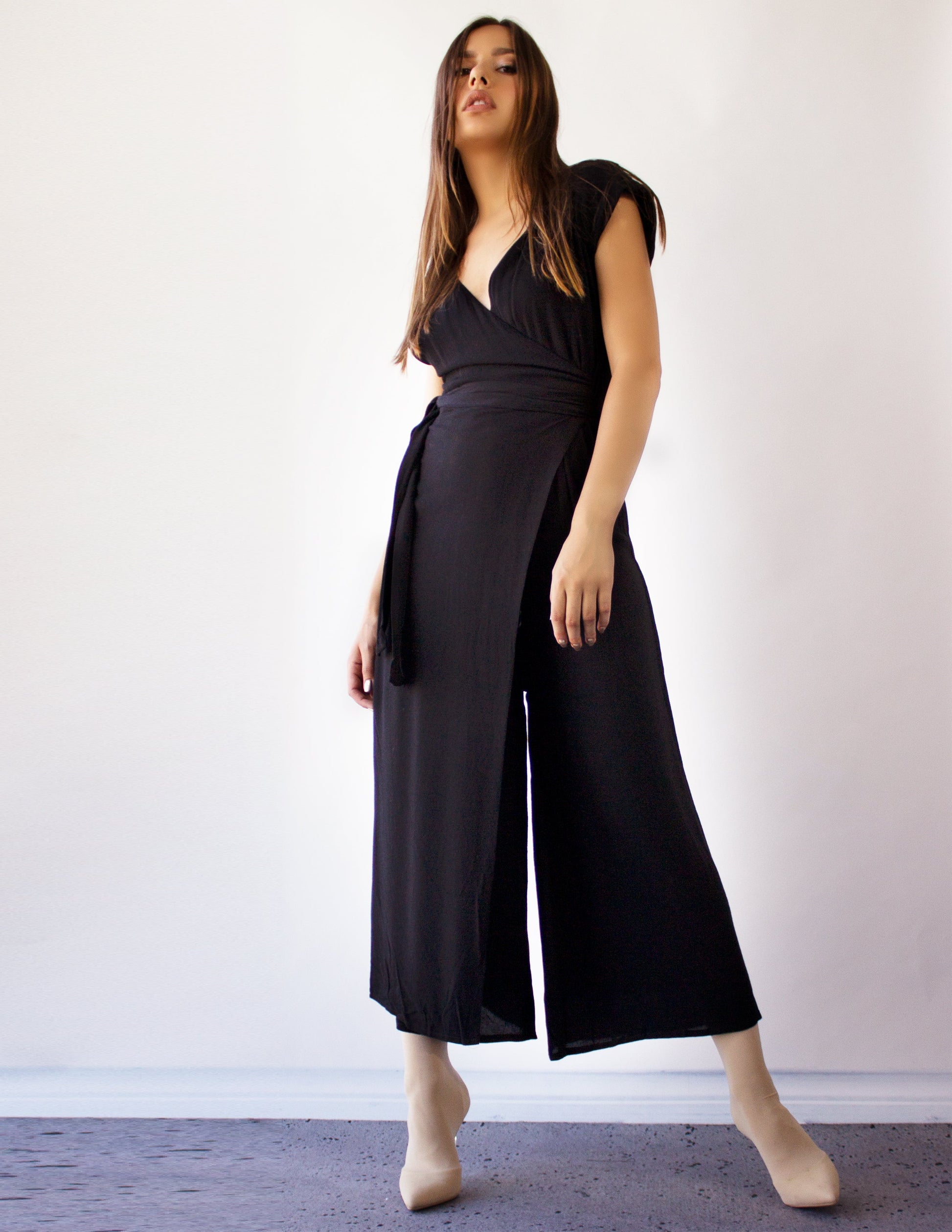 black jumpsuit vegan