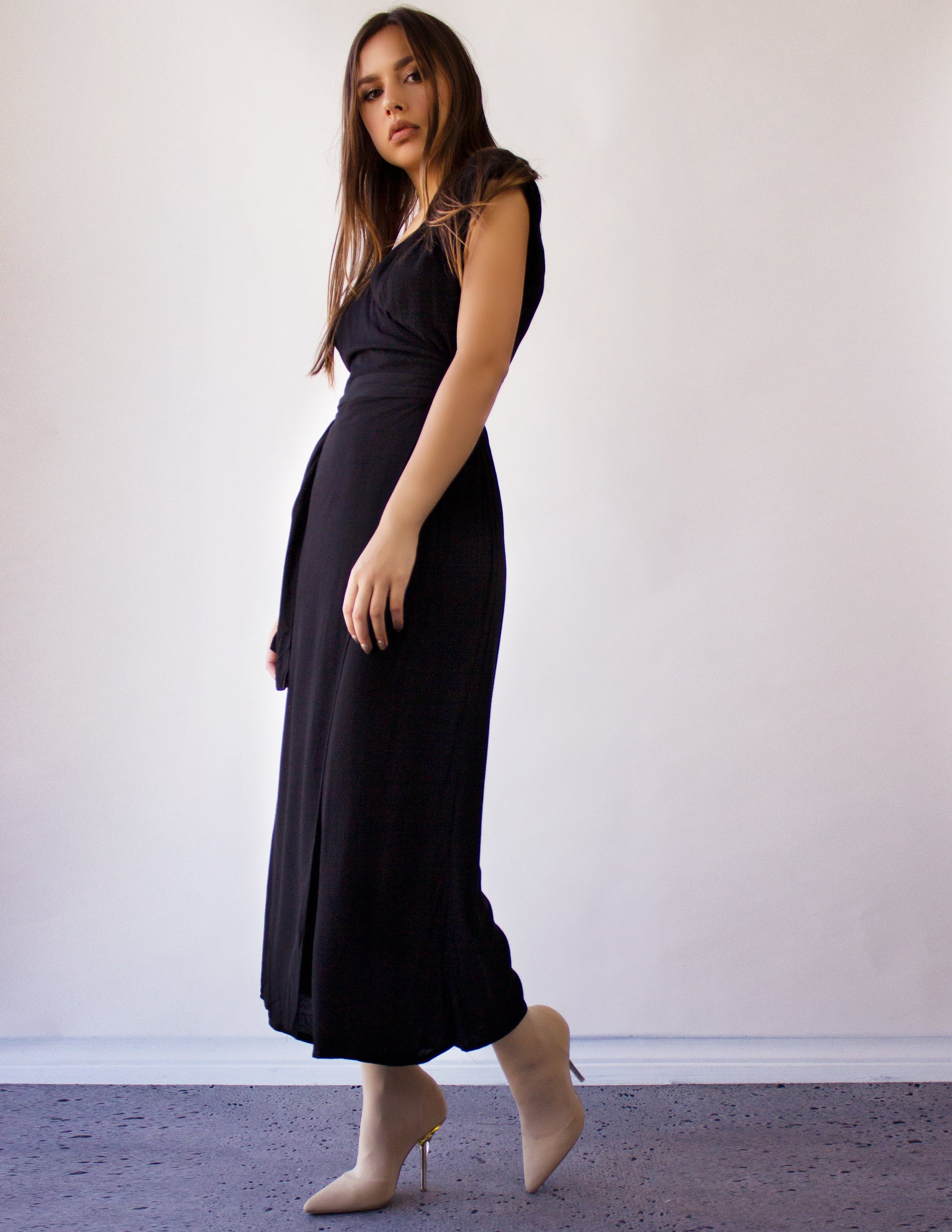 black jumpsuit vegan