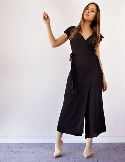 black jumpsuit vegan