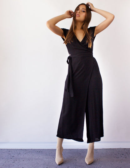 black jumpsuit vegan