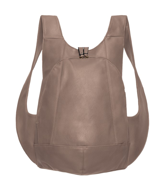 taupe Backpack vegan secure closure