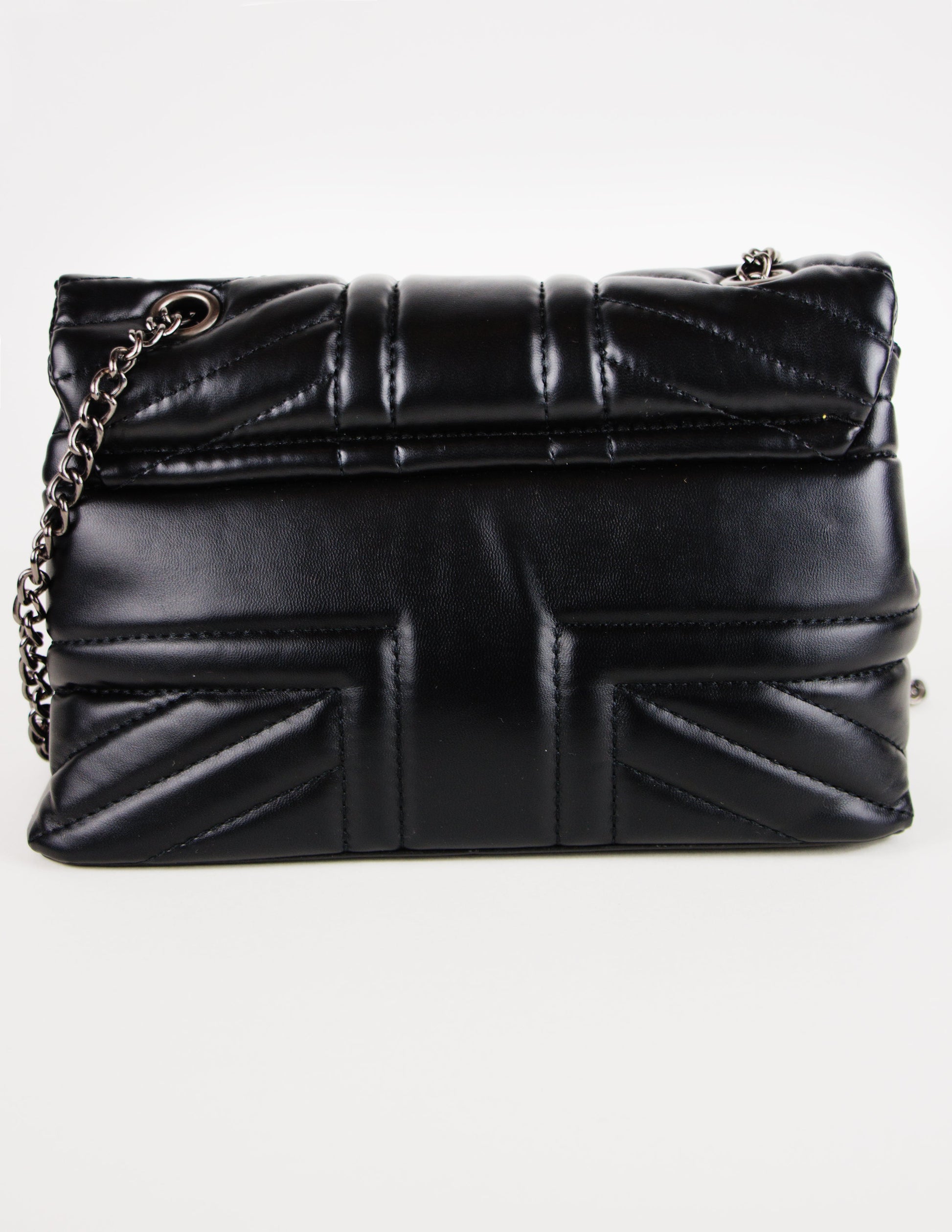 black vegan leather handbag