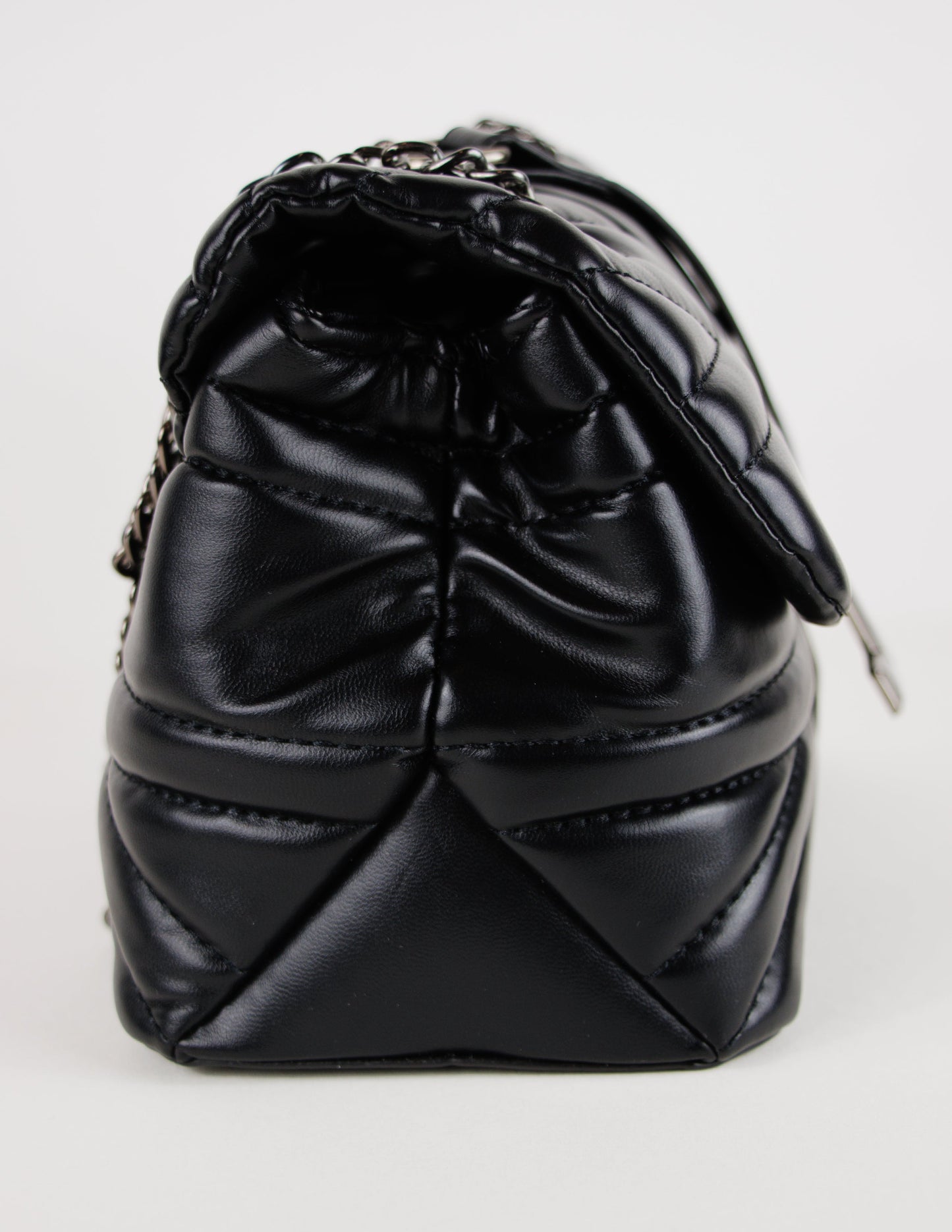 black vegan leather handbag