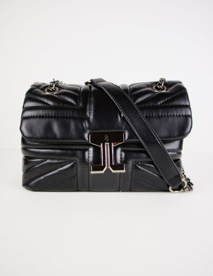 black vegan leather handbag