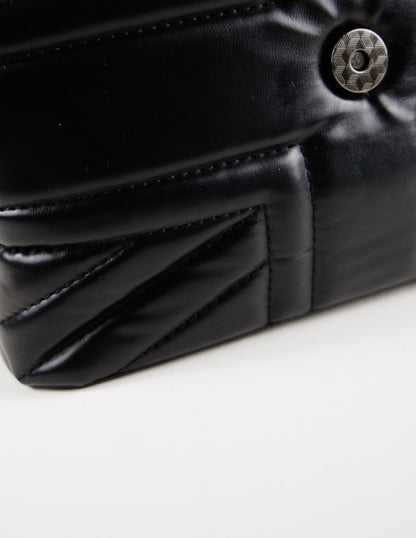 black vegan leather handbag