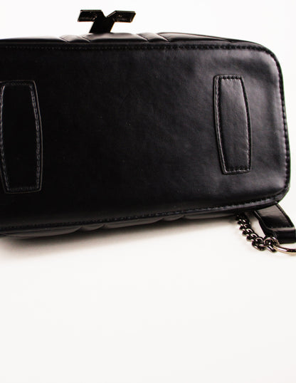 black vegan leather handbag