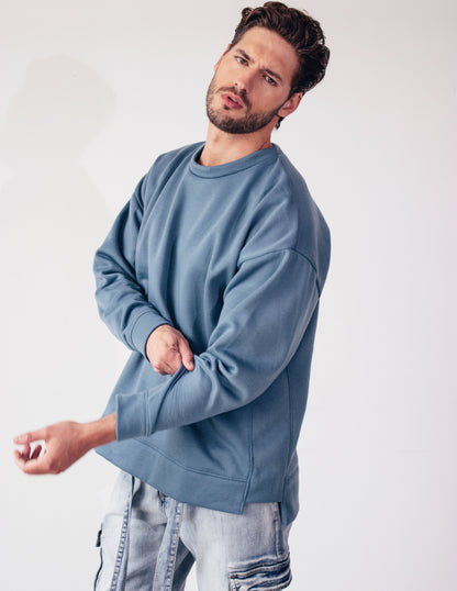 long sleeve blue shirt men vegan fashion