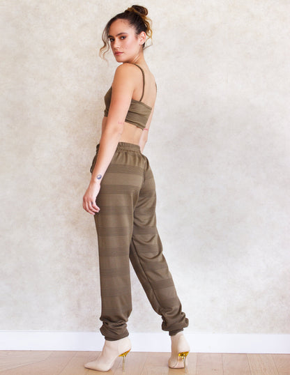 vegan fashion set olive bottom top