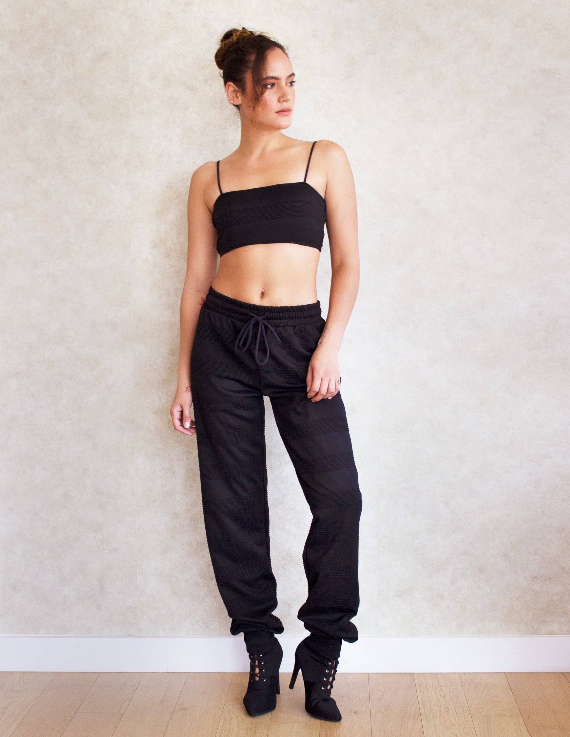 Vegan Black Set crop Top Bottom pant