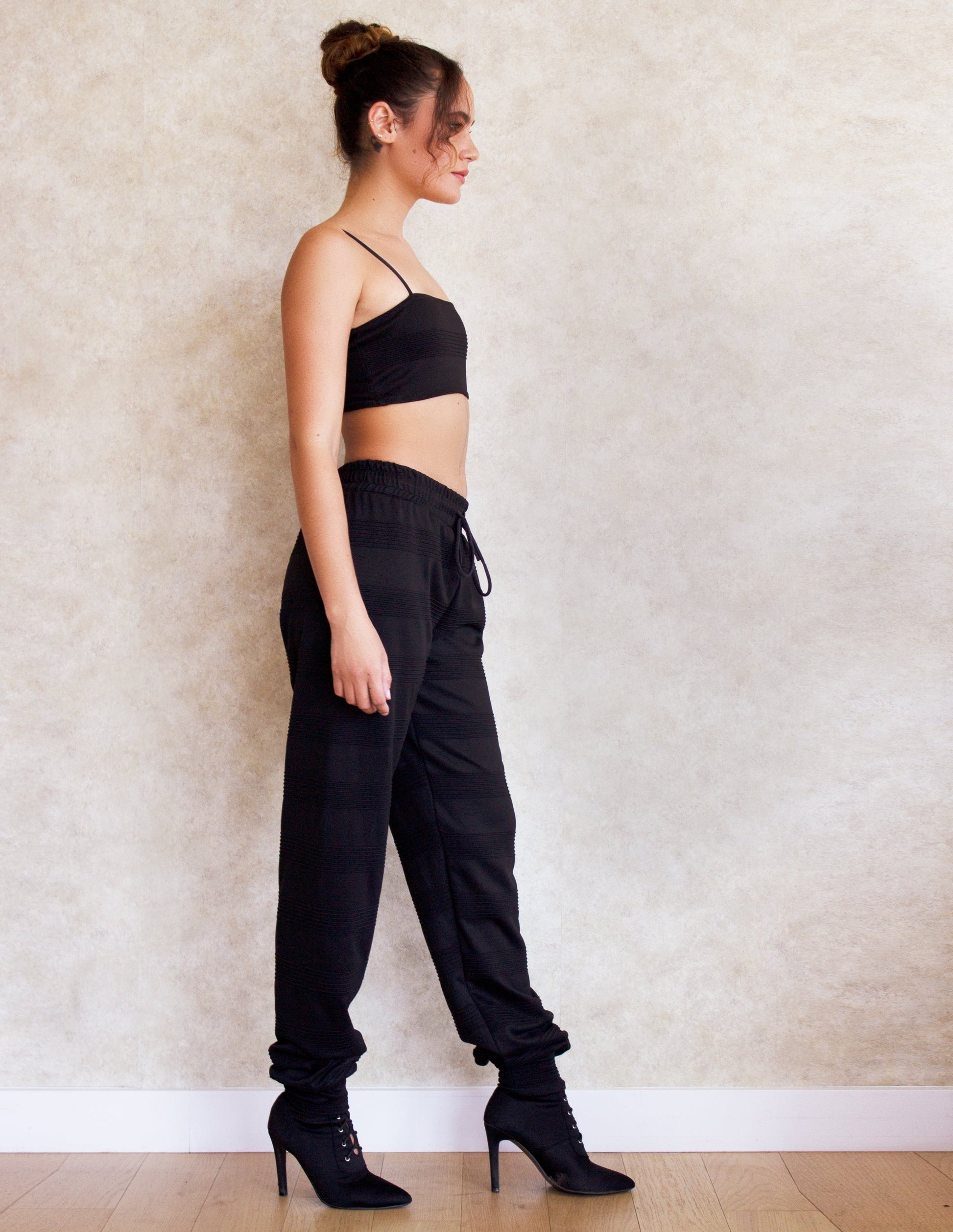 Vegan Black Set crop Top Bottom pant