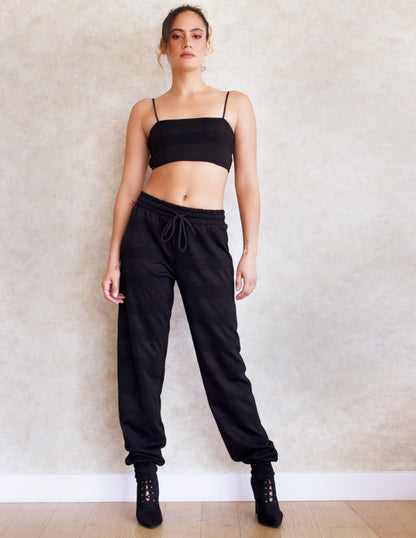 Vegan Black Set crop Top Bottom pant