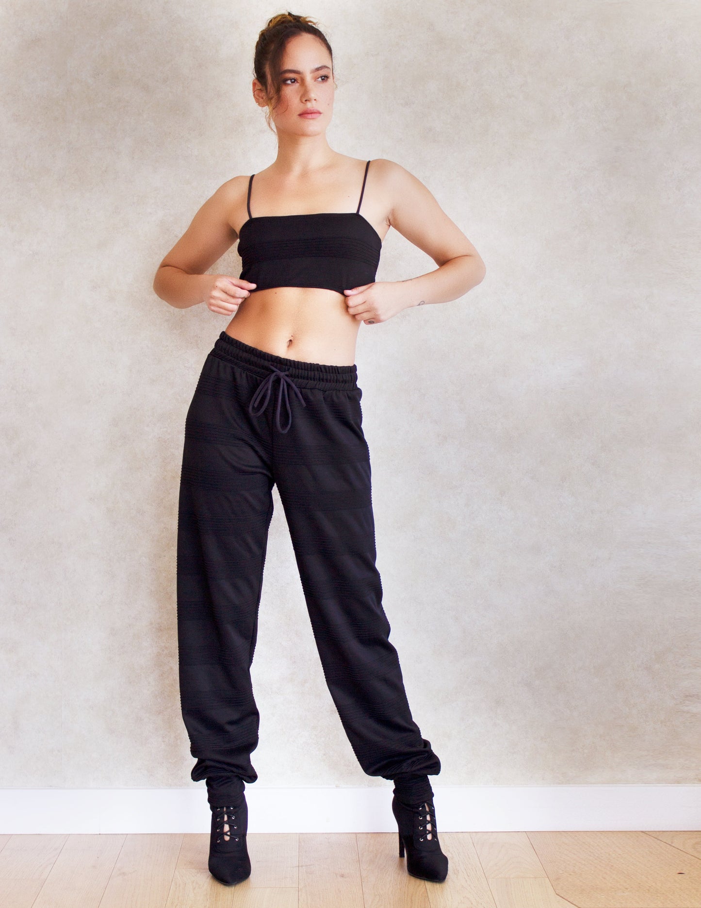 Vegan Black Set crop Top Bottom pant