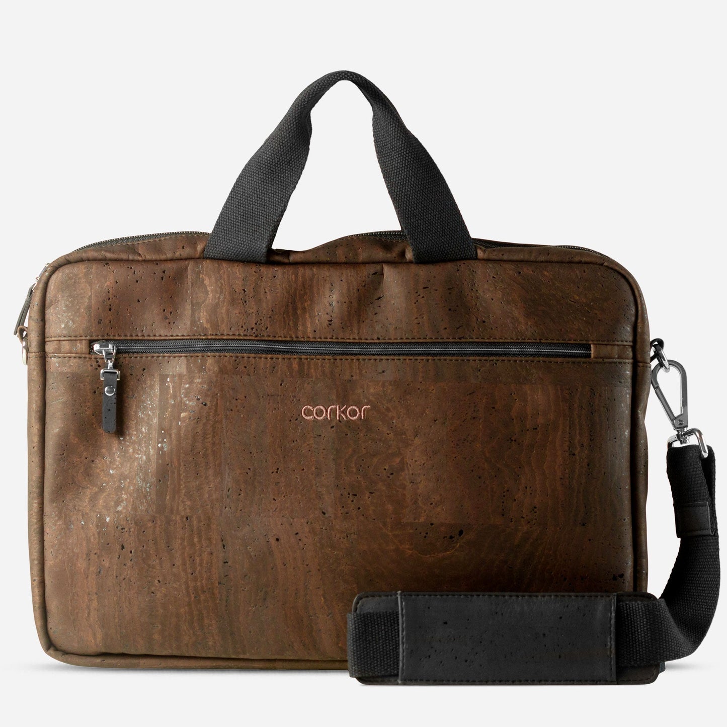 Laptop Briefcase Small vegan leather cork front