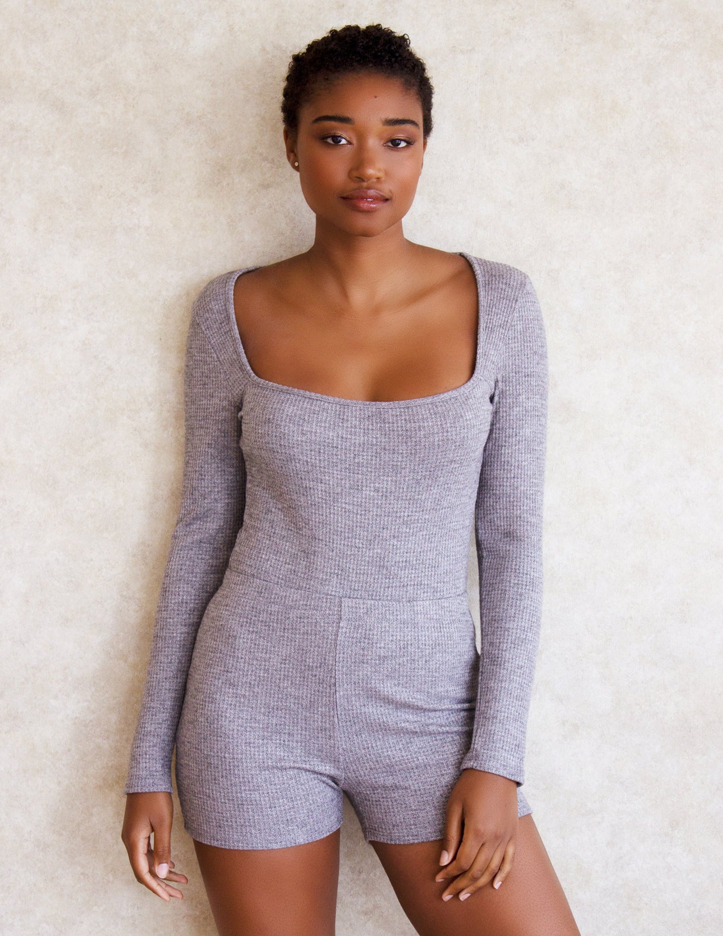 vegan grey top bottom blue district set