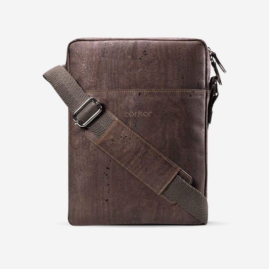 Briefcase Medium vegan leather cork brown