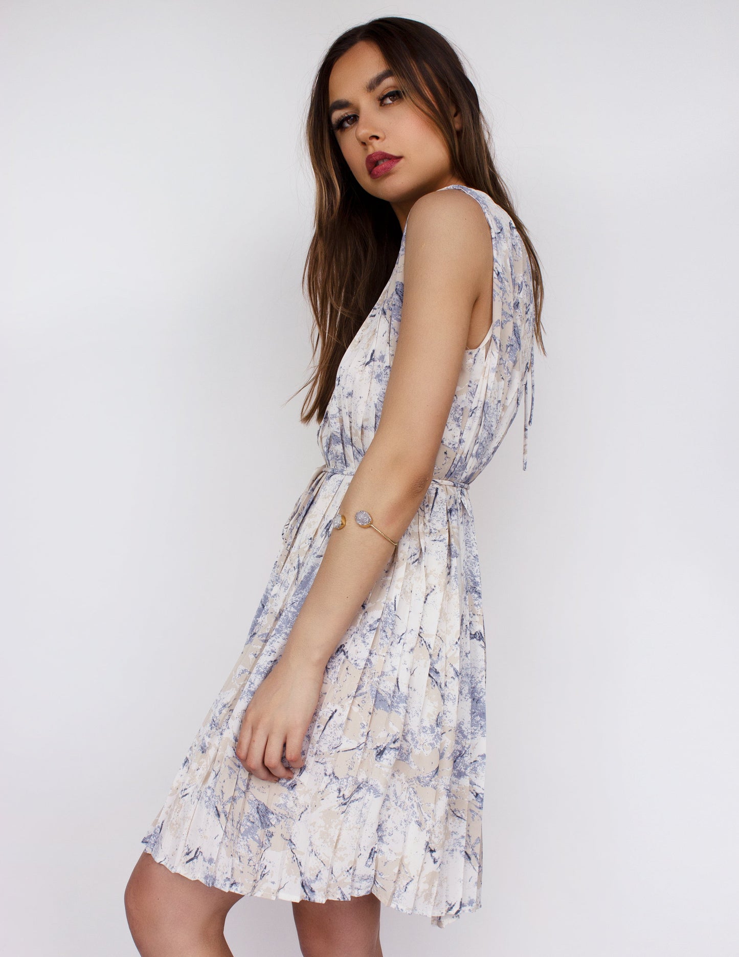 vegan white blue dress