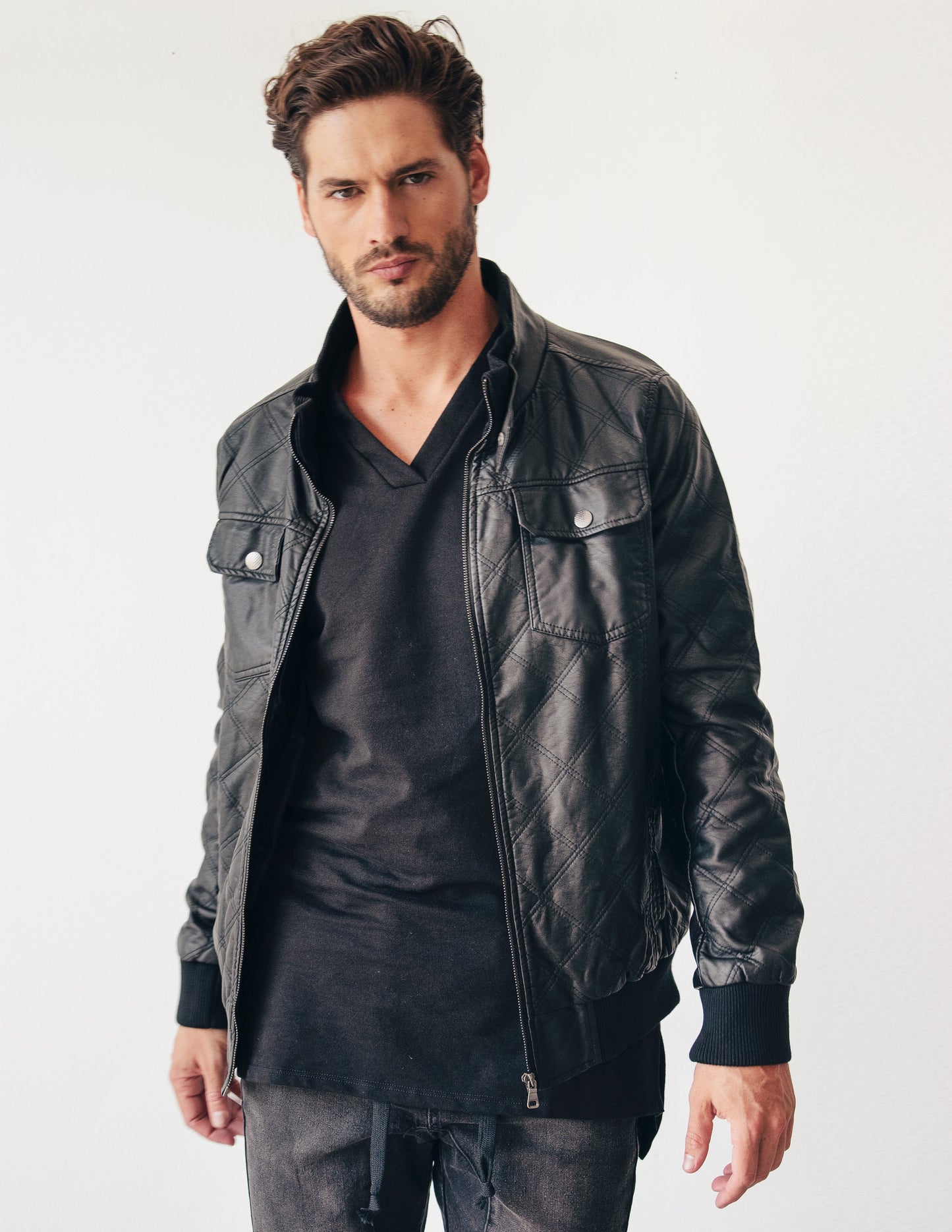 men black vegan leather jacket