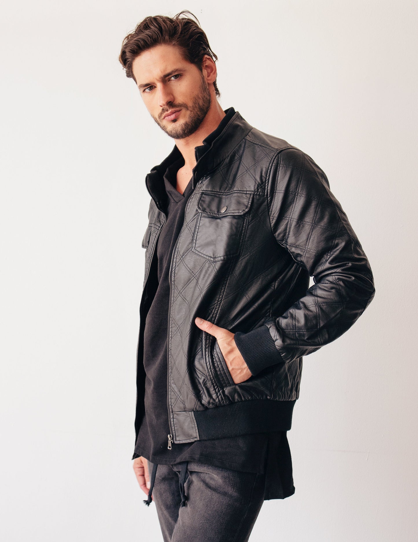 men black vegan leather jacket