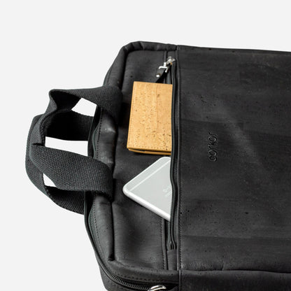 Laptop Briefcase Small vegan leather cork black