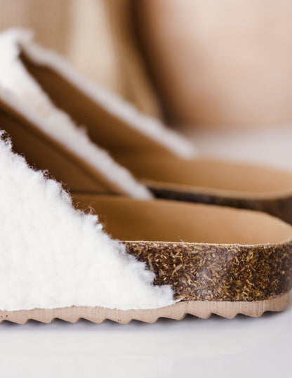 White vegan slippers